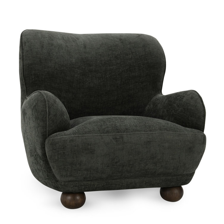 Forest Green Polyester Upholstered Wingback Armchair