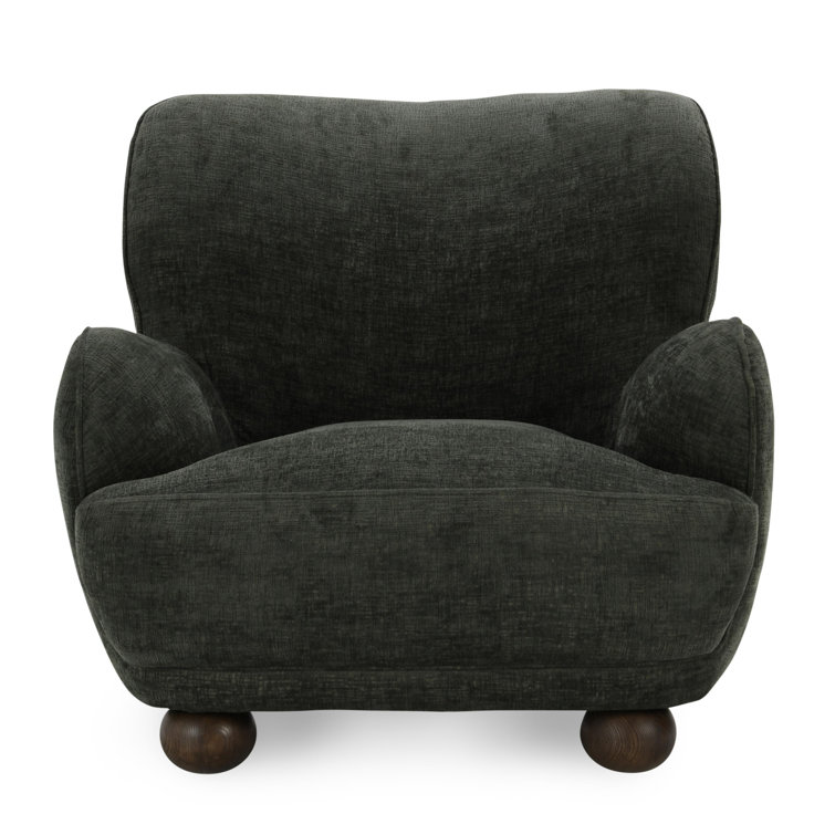 Forest Green Polyester Upholstered Wingback Armchair