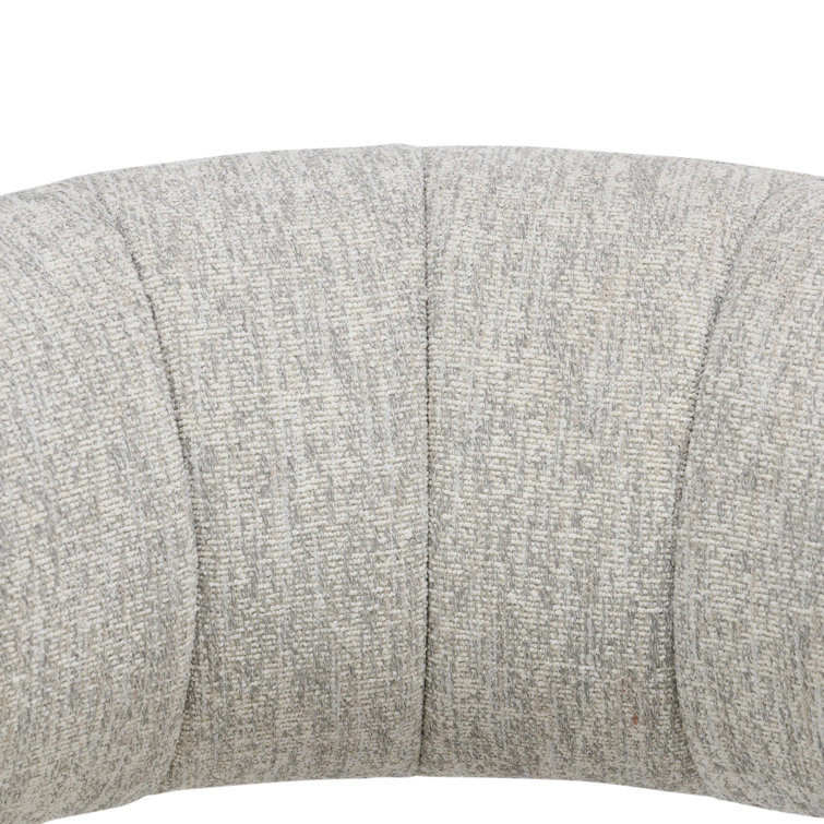 Ivory Bouclé Upholstered Swivel Barrel Chair with Wood Arms