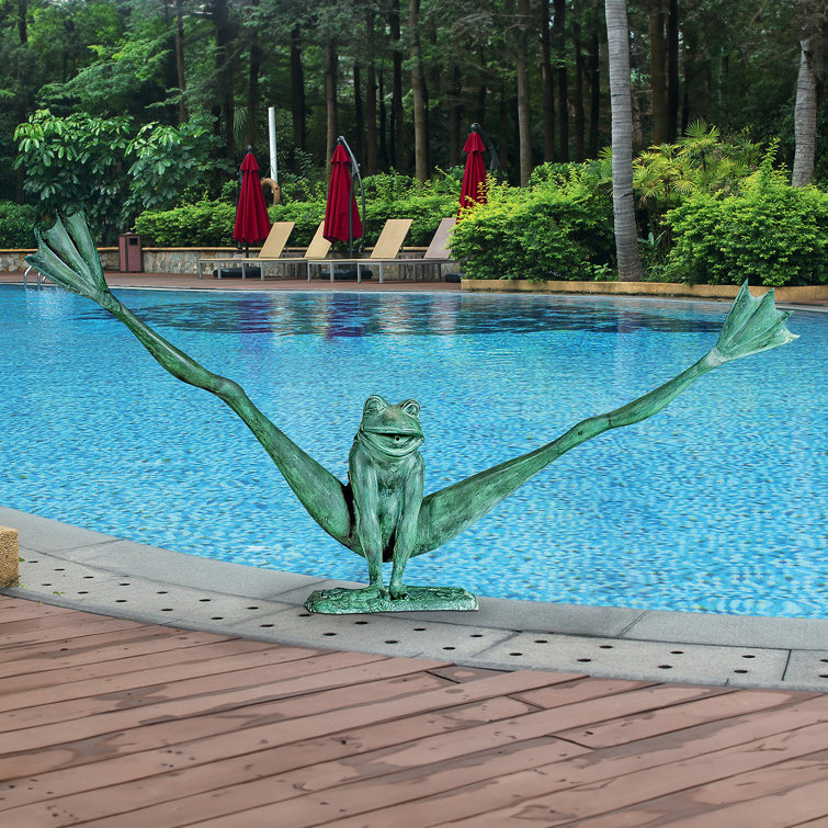 Large Bronze Crazy Legs Leap Frog Garden Statue