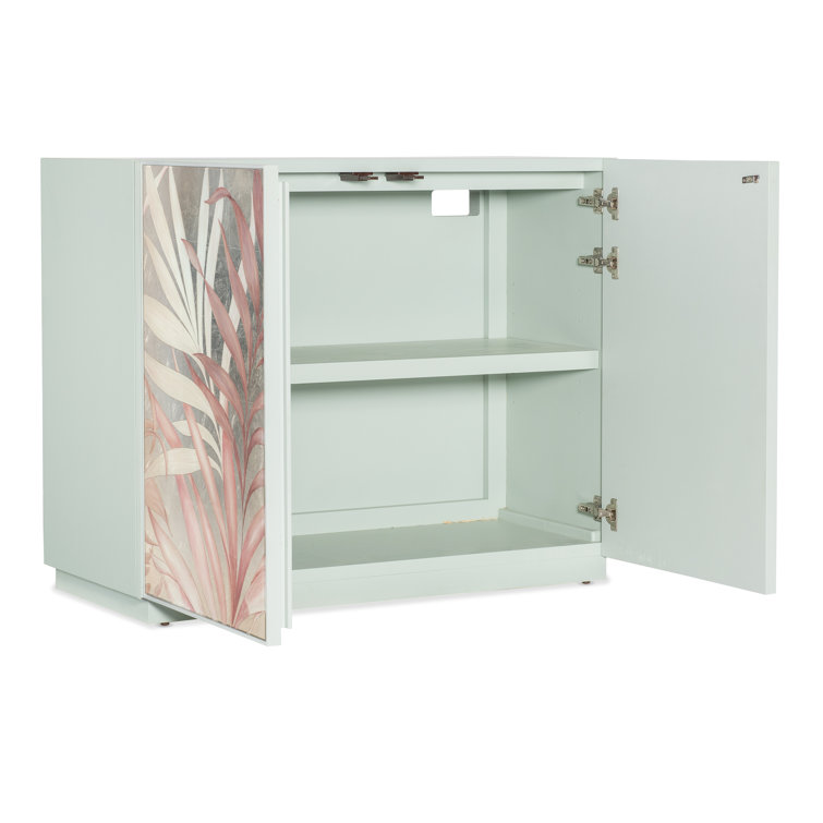 Green and Pink Floral Transitional Accent Cabinet