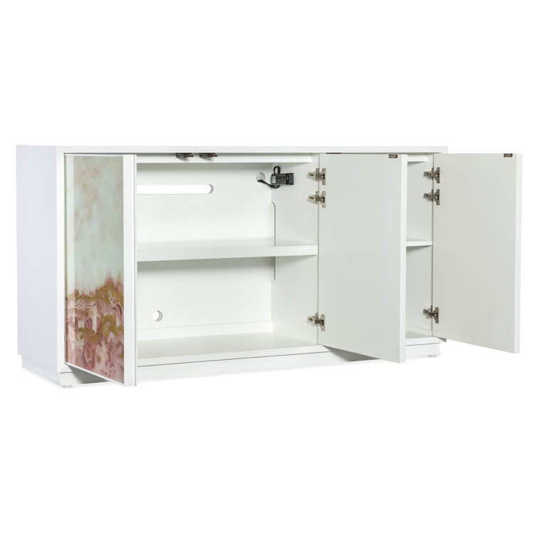 Beige and Cream Transitional Credenza with Artistic Panels
