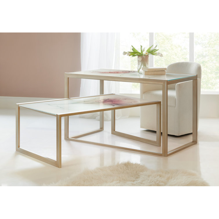 Gold and Glass Transitional Cocktail Table