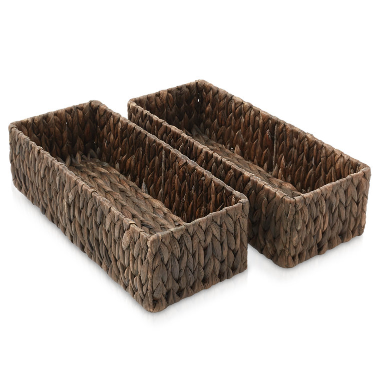 Espresso Seagrass Rectangular Storage Baskets, Set of 2