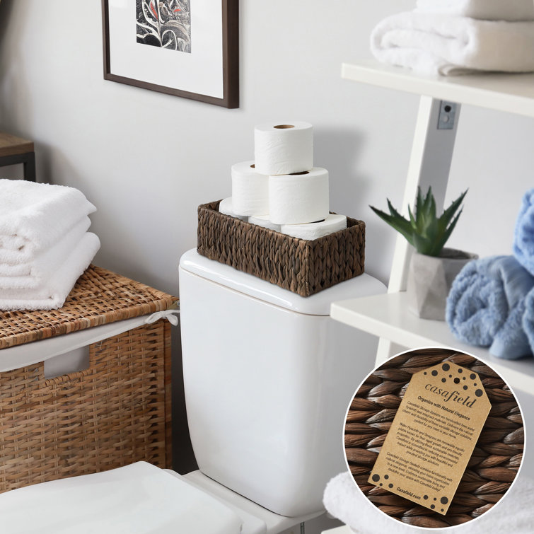 Espresso Seagrass Rectangular Storage Baskets, Set of 2