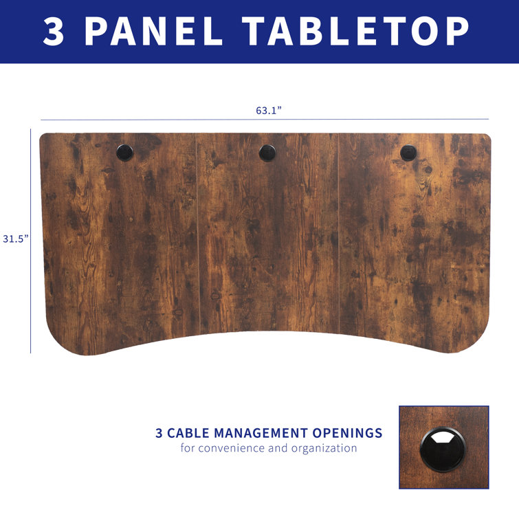 Rustic Vintage Brown 63'' Adjustable Desk Top Surface