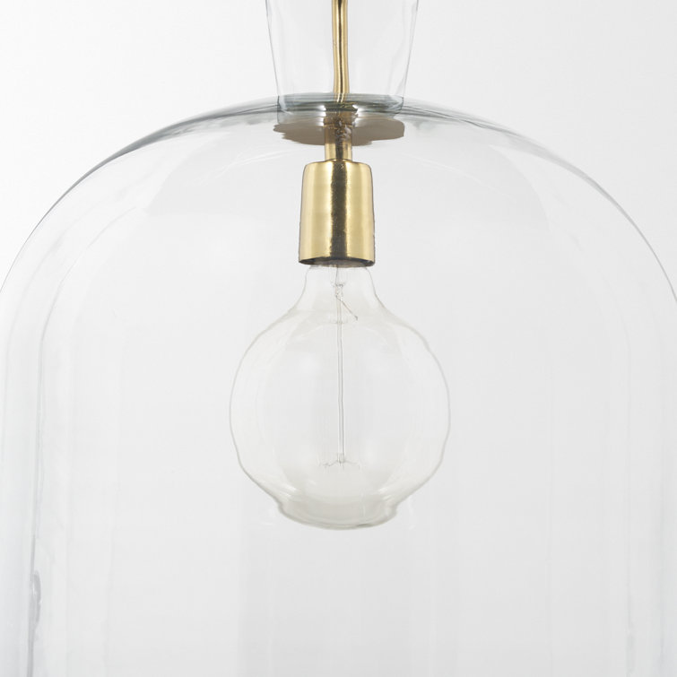 Clear Glass and Gold Single Bell Pendant Light