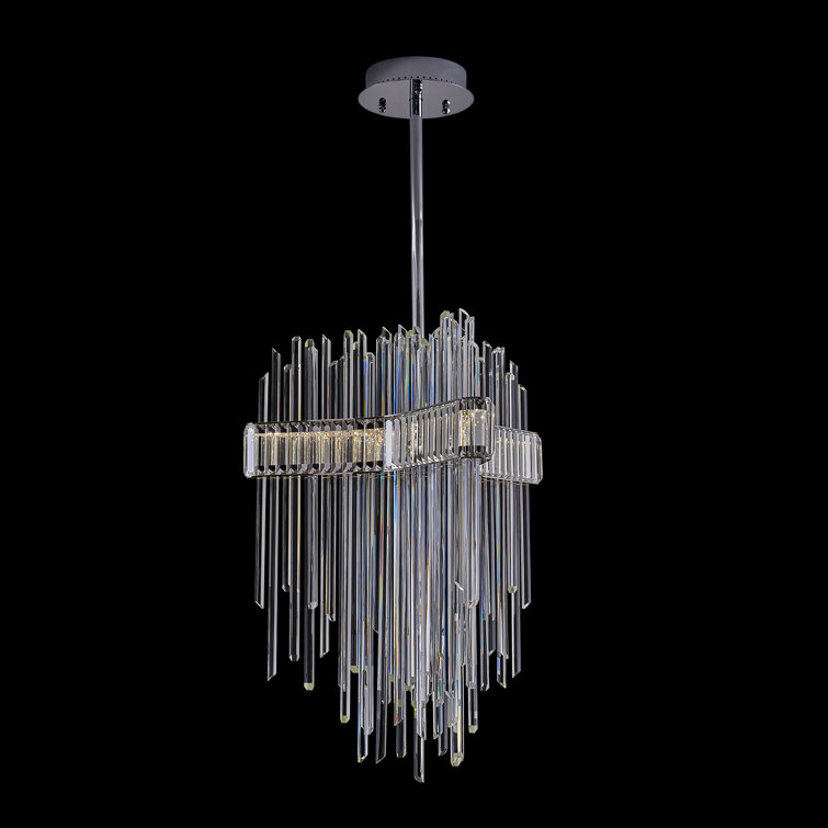 Piovere 28" Crystal and Chrome LED Pendant Light