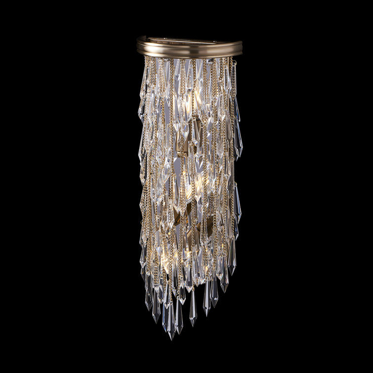 Champagne Gold Crystal Fringe Wall Sconce
