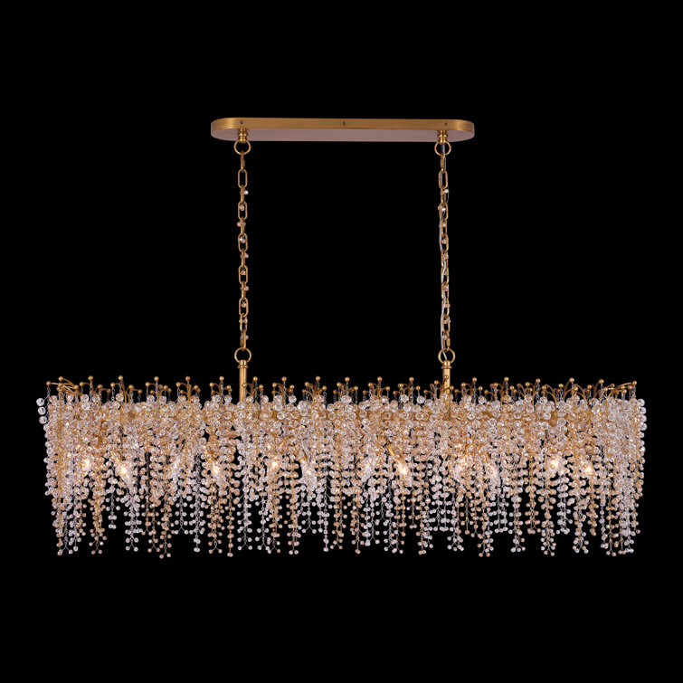 Fuji 60" True Brass and Crystal Linear Pendant Light