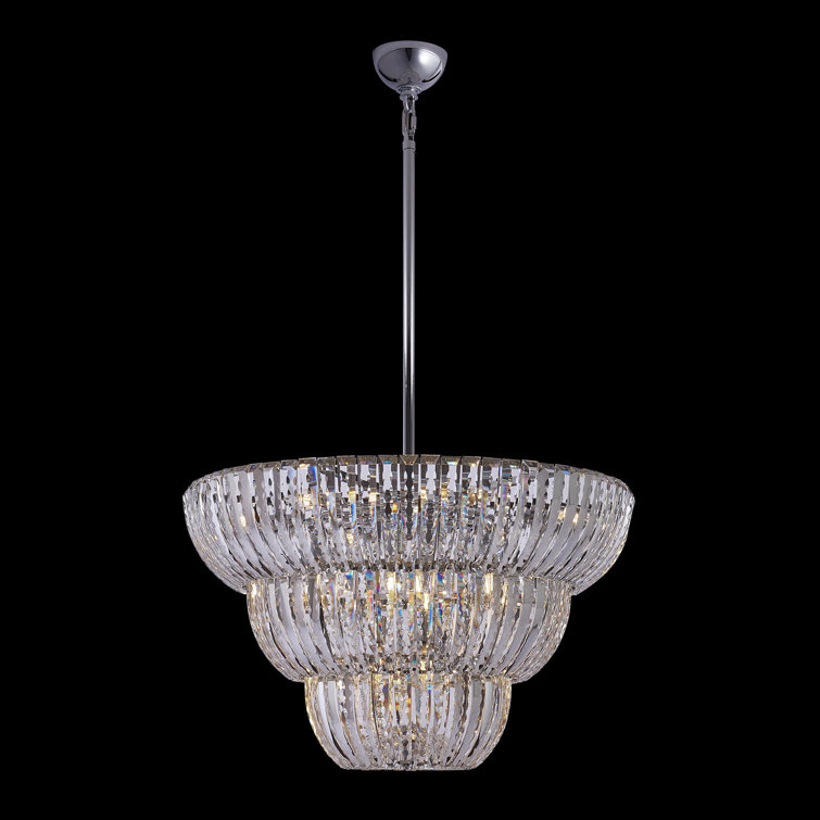 Fontana 30" Crystal LED Chrome Bowl Pendant Light