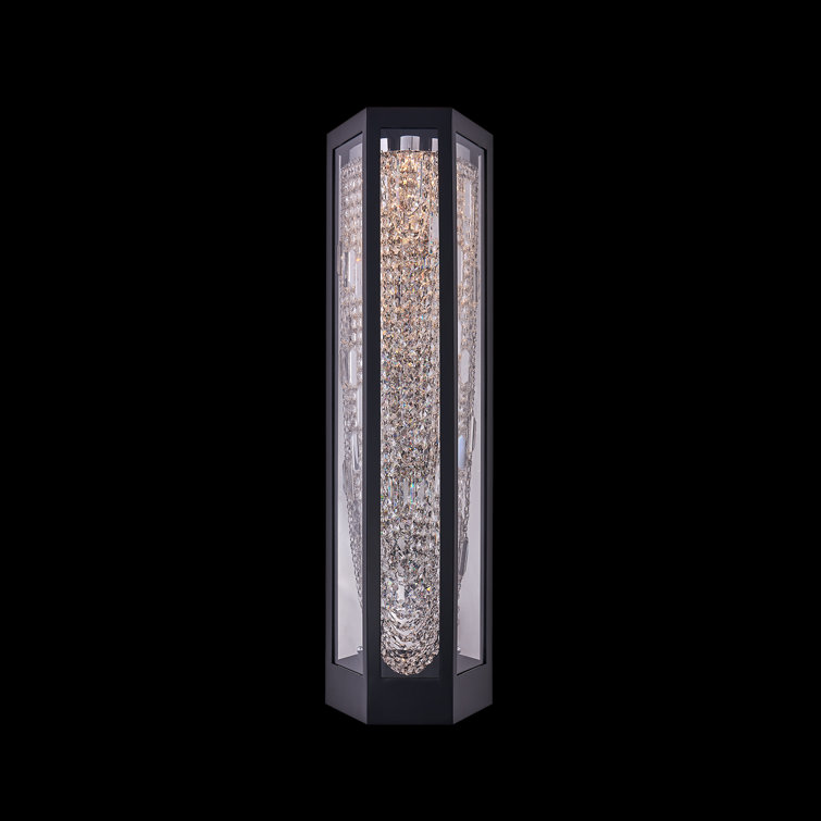 Matte Black Stainless Steel Crystal LED Outdoor Sconce
