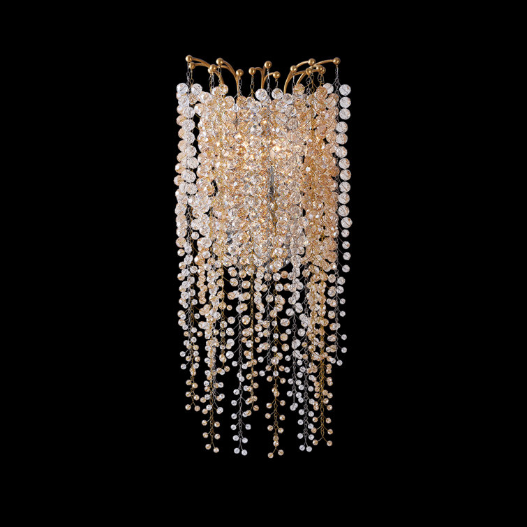 26" Gold and Brass Crystal Dimmable Wall Sconce