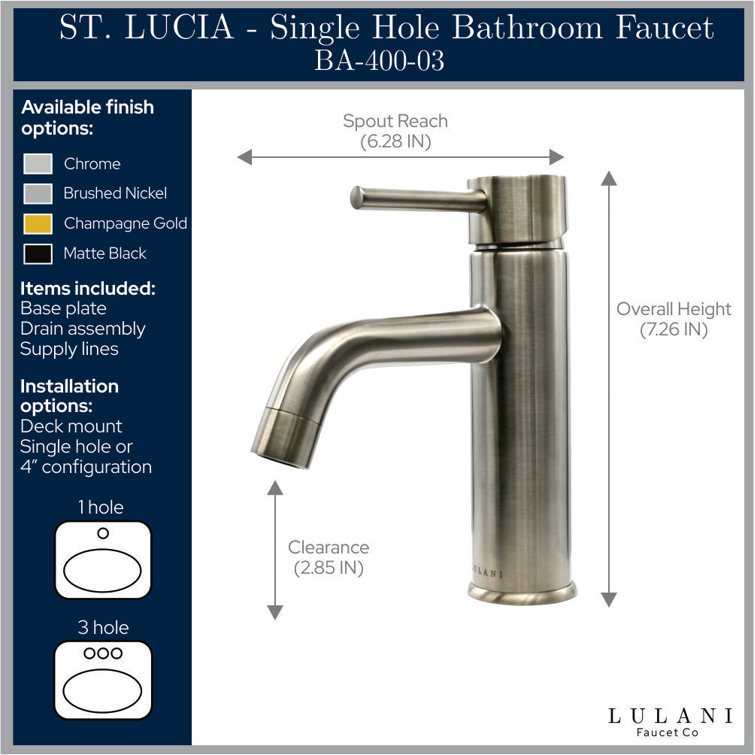 St. Lucia Champagne Gold Sleek Bathroom Faucet