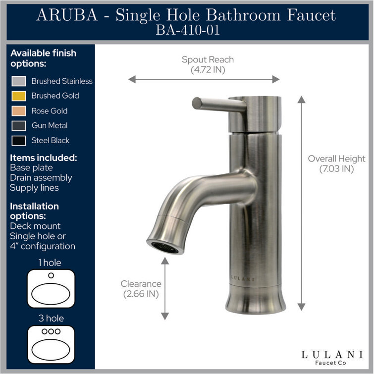 Aruba Flamingo-Inspired Single Handle Champagne Gold Bathroom Faucet