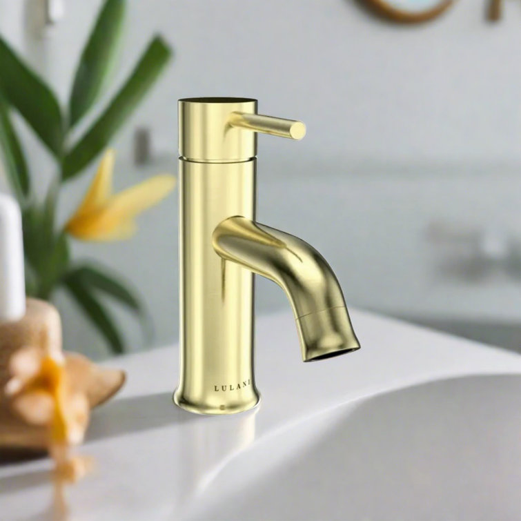 Aruba Flamingo-Inspired Single Handle Champagne Gold Bathroom Faucet