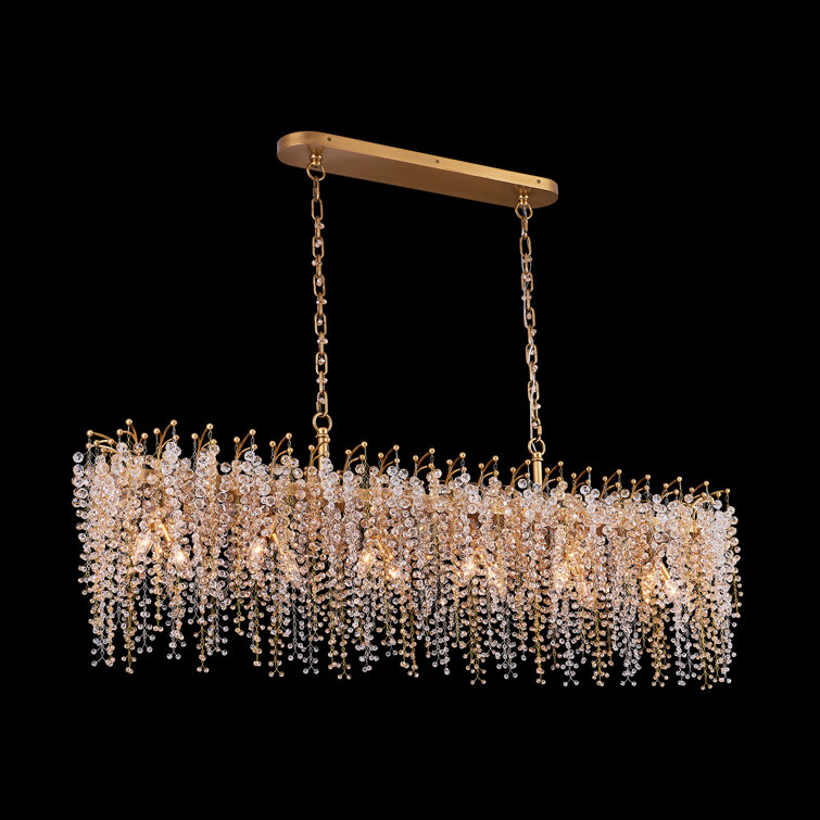 Fuji 60" True Brass and Crystal Linear Pendant Light