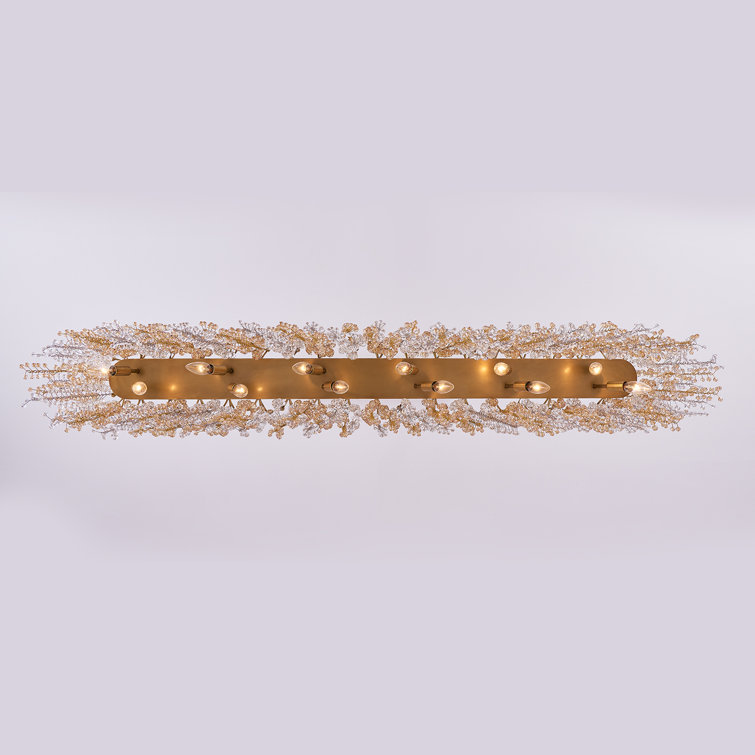 Fuji 60" True Brass and Crystal Linear Pendant Light