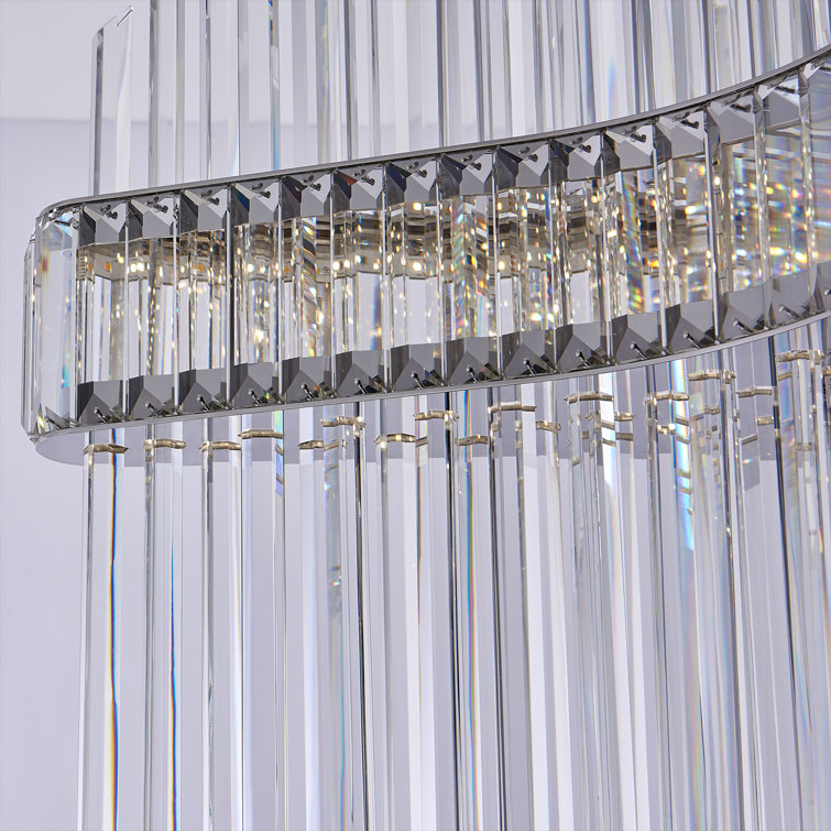 Piovere 28" Crystal and Chrome LED Pendant Light