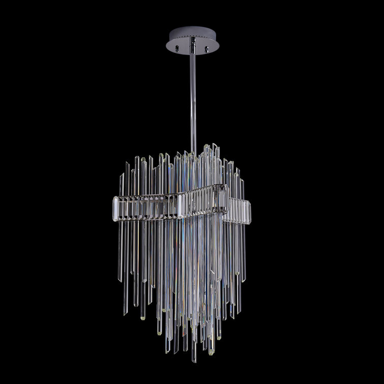 Piovere 28" Crystal and Chrome LED Pendant Light