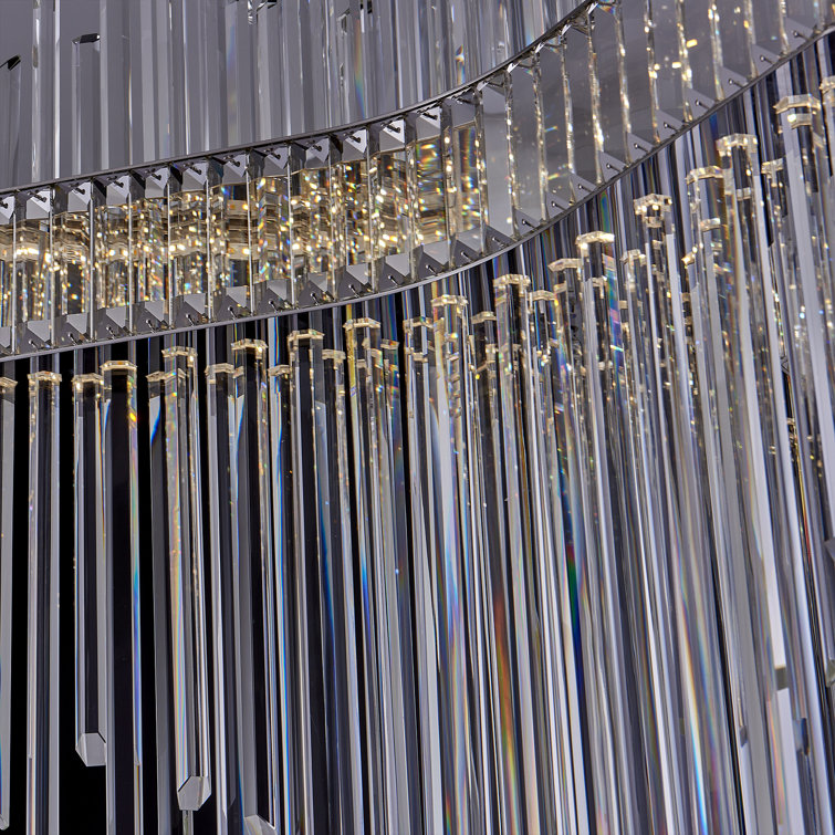 Piovere 28" Crystal and Chrome LED Pendant Light