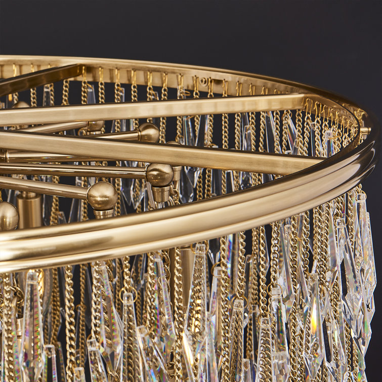 Champagne Gold and Crystal Fringe Pendant Light