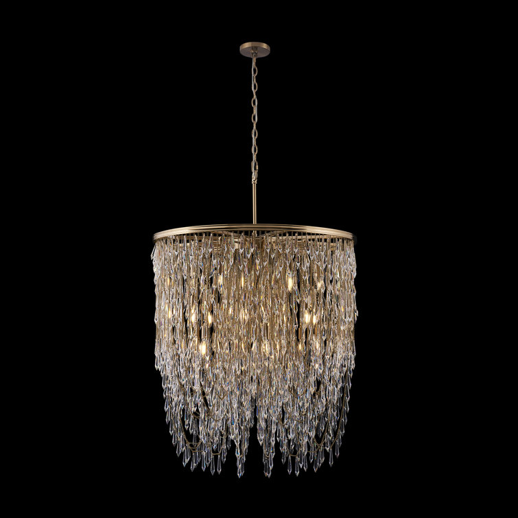 Champagne Gold and Crystal Fringe Pendant Light