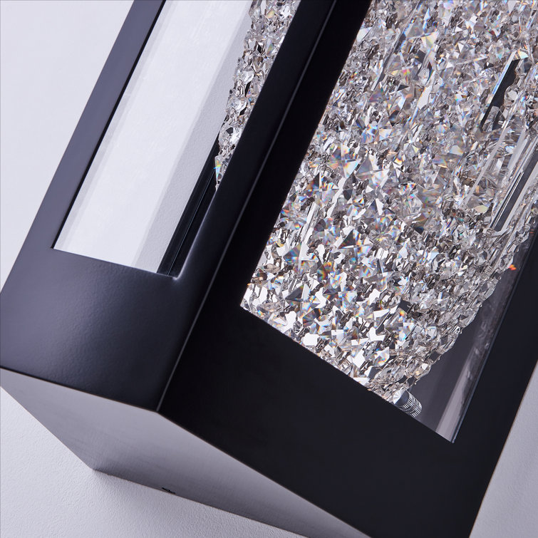 Matte Black Stainless Steel Crystal LED Outdoor Sconce