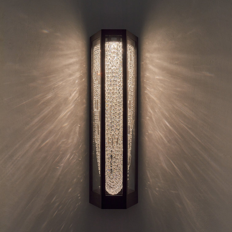 Matte Black Stainless Steel Crystal LED Outdoor Sconce