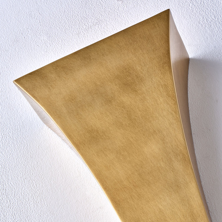 Tall Brass Dimmable LED Wall Sconce with Crystal Accent