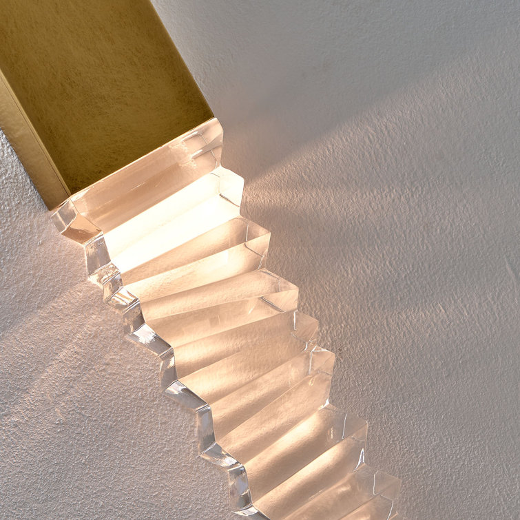 Tall Brass Dimmable LED Wall Sconce with Crystal Accent