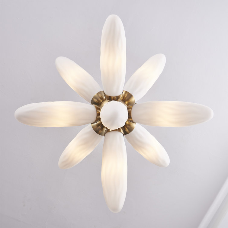 Botanical Winter Brass Pendant with Frosted Glass Shades