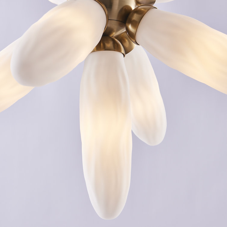 Botanical Winter Brass Pendant with Frosted Glass Shades