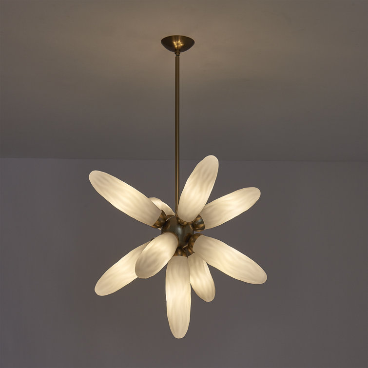 Botanical Winter Brass Pendant with Frosted Glass Shades