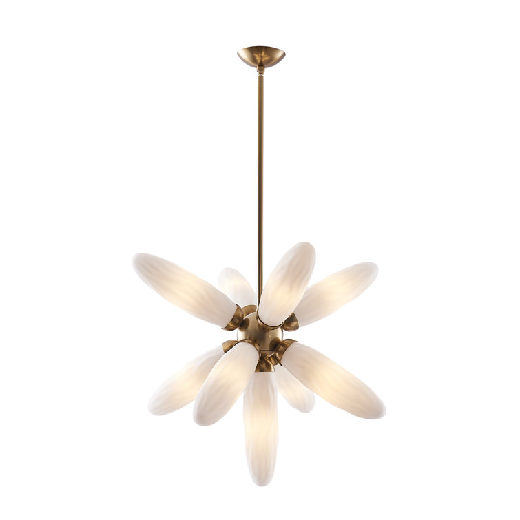 Botanical Winter Brass Pendant with Frosted Glass Shades