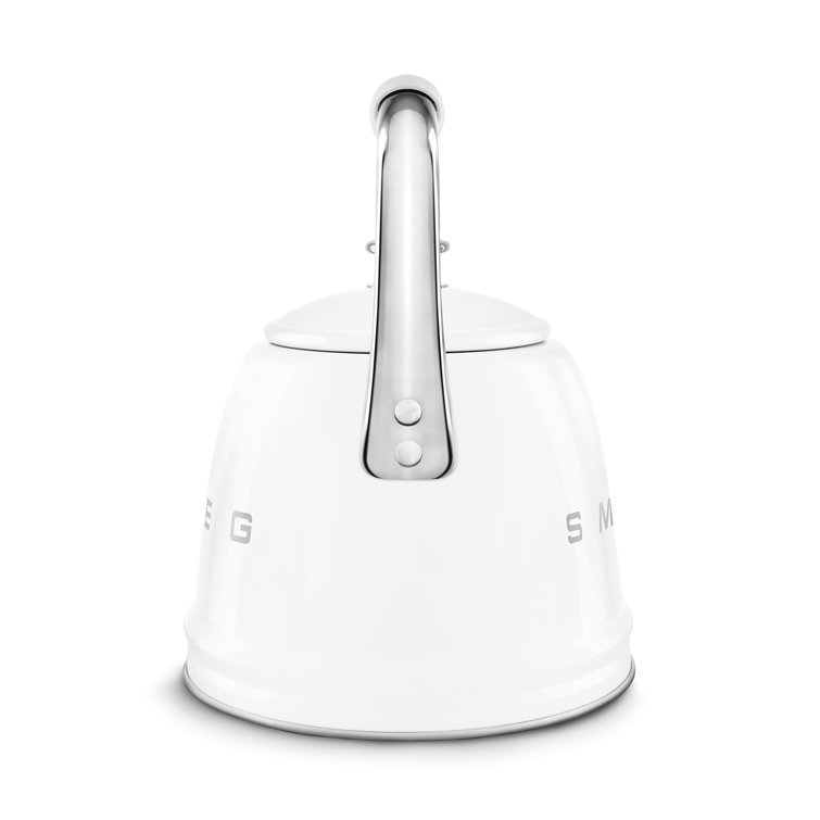 White Stainless Steel Whistling Stovetop Kettle