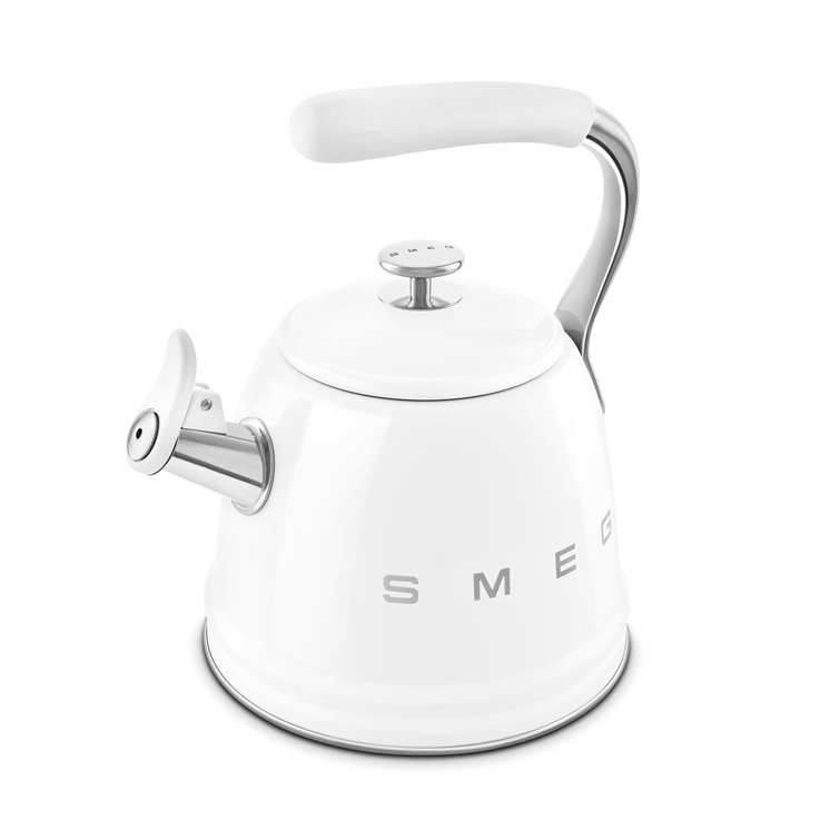 White Stainless Steel Whistling Stovetop Kettle