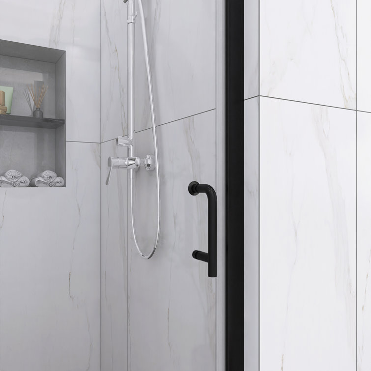 Matte Black 32'' x 72'' Semi-Frameless Pivot Shower Door with Clear Glass
