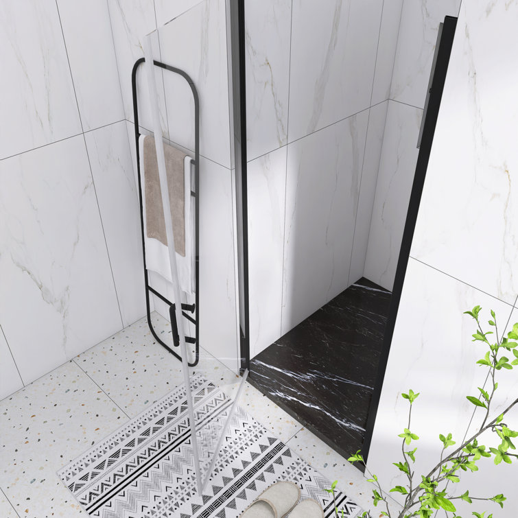 Matte Black 32'' x 72'' Semi-Frameless Pivot Shower Door with Clear Glass