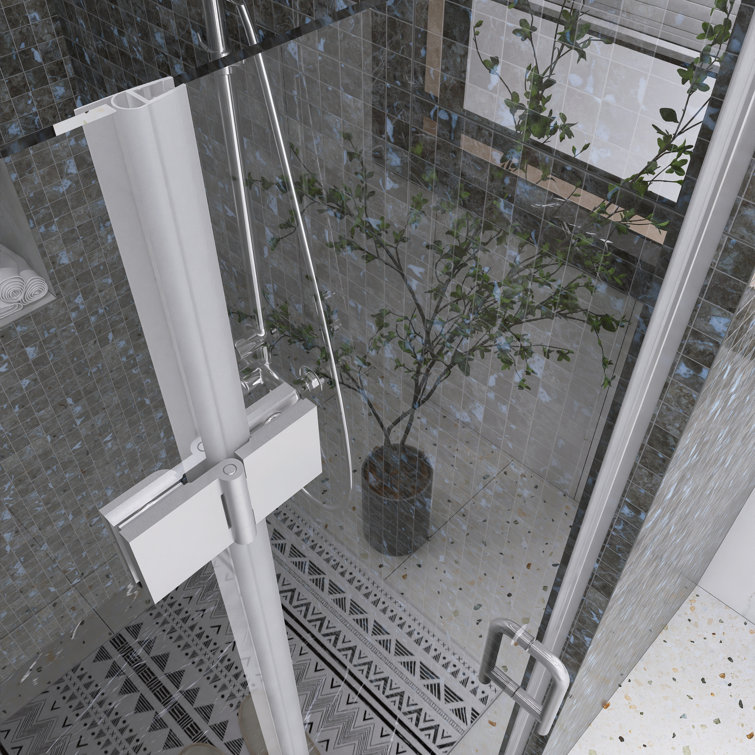 36'' Chrome Semi-Frameless Bi-Fold Shower Door with Clear Glass