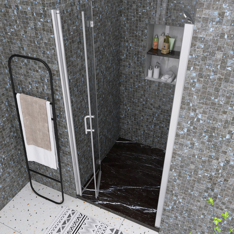 36'' Chrome Semi-Frameless Bi-Fold Shower Door with Clear Glass