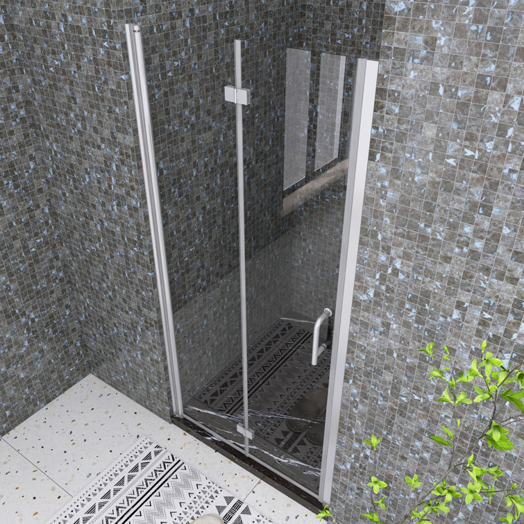 36'' Chrome Semi-Frameless Bi-Fold Shower Door with Clear Glass