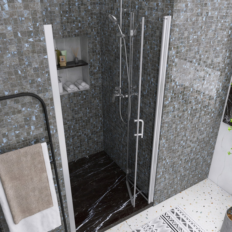 36'' Chrome Semi-Frameless Bi-Fold Shower Door with Clear Glass