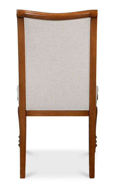 Walnut Wood and Cream Upholstered Side Chair