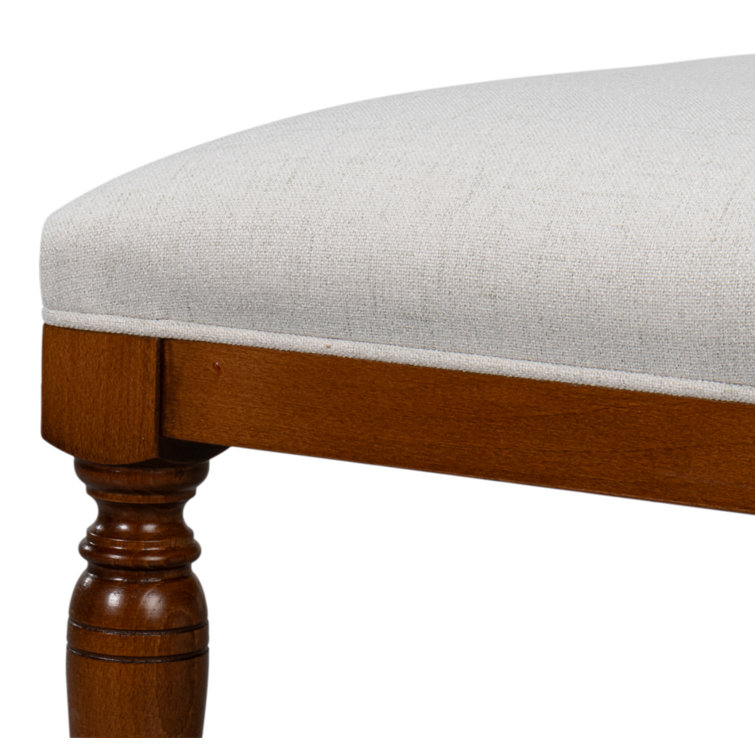 Walnut Wood and Cream Upholstered Side Chair