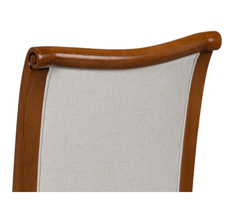 Walnut Wood and Cream Upholstered Side Chair