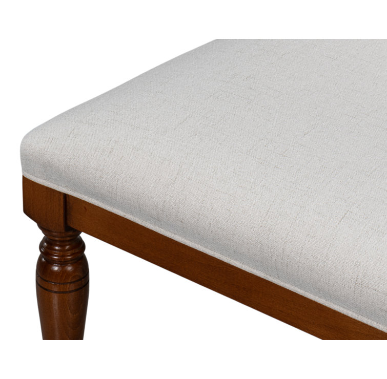 Walnut Wood and Cream Upholstered Side Chair