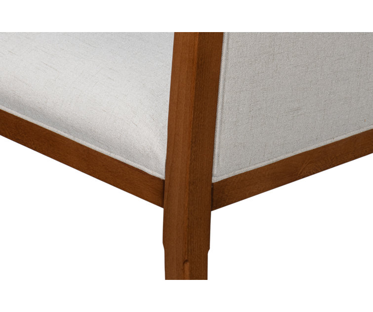 Walnut Wood and Cream Upholstered Side Chair
