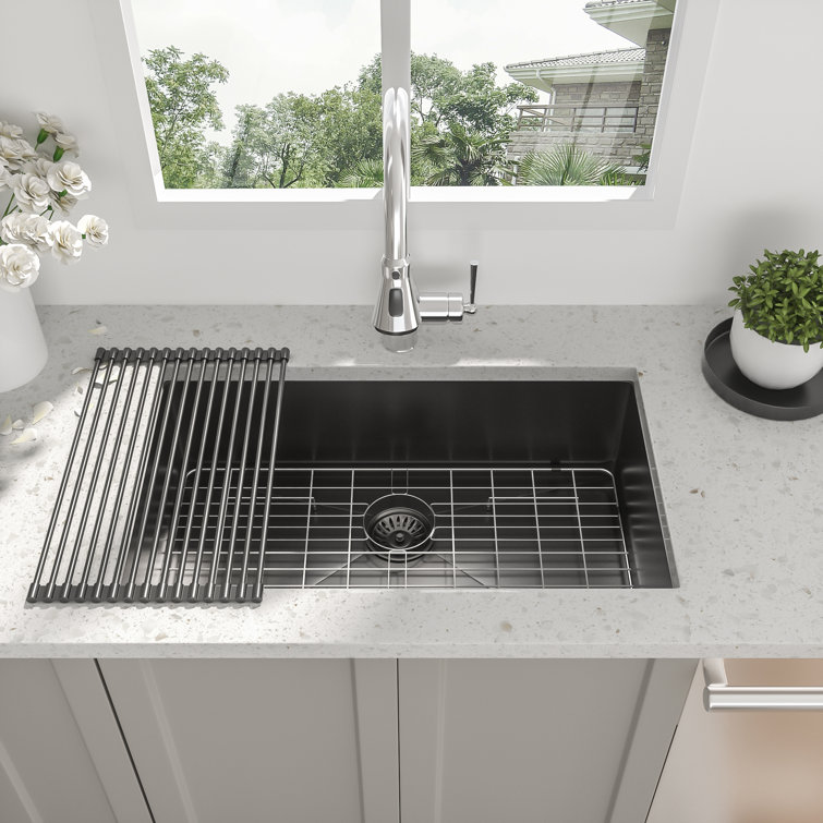 32'' Gunmetal Black Stainless Steel Undermount Kitchen Sink
