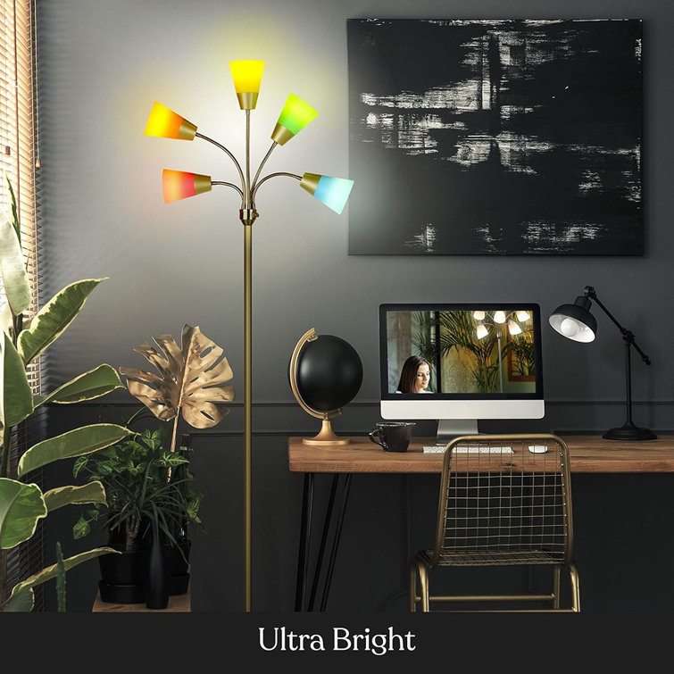 Medusa Brass 78" LED Floor Lamp with Adjustable Multi-Head